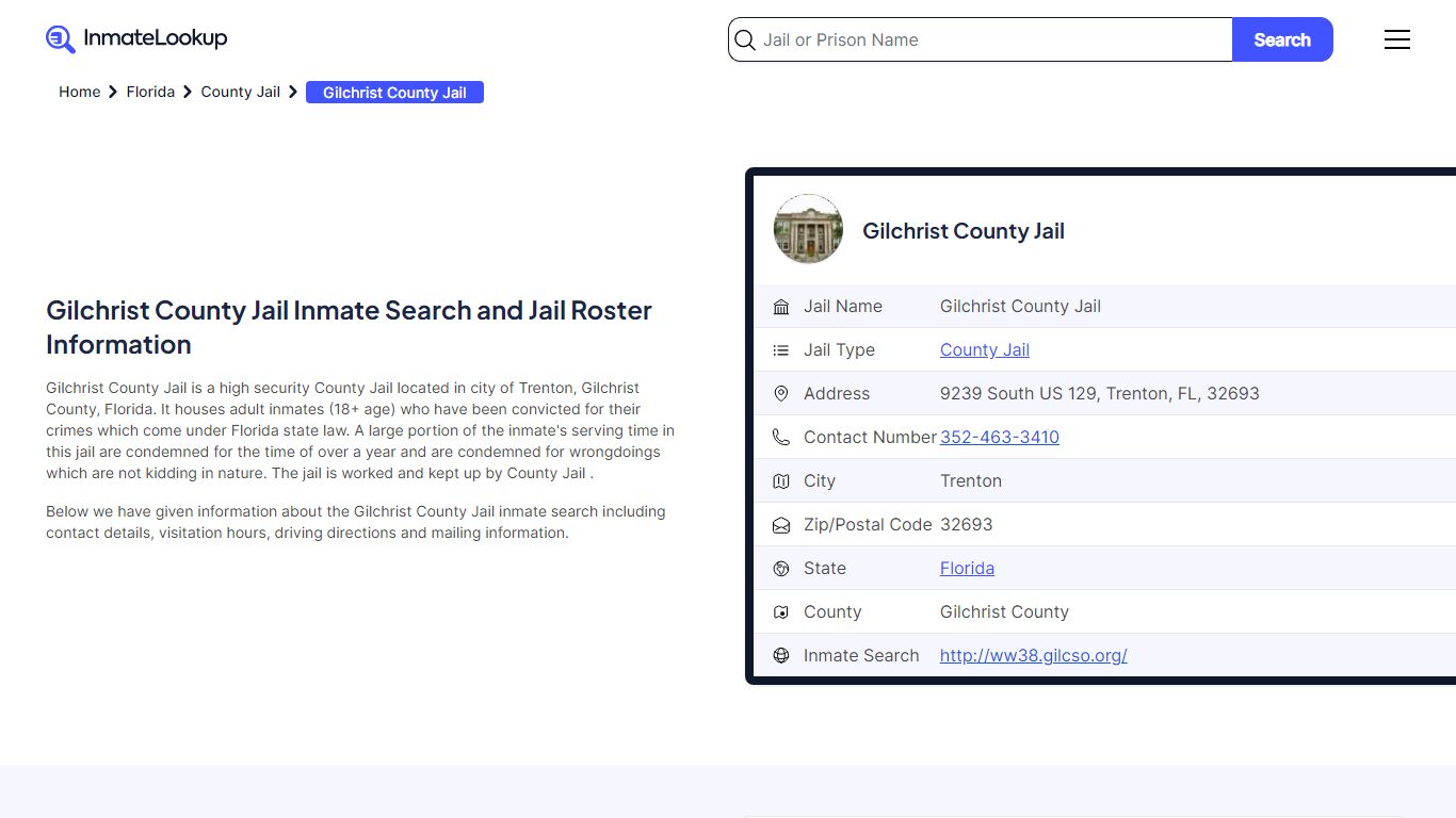 Gilchrist County Jail Inmate Search - Trenton Florida - Inmate Lookup